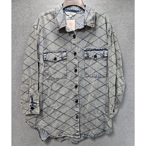 NEW Davi & Dani Bella Quilted Denim Jacket Size Medium - Picture 1 of 5